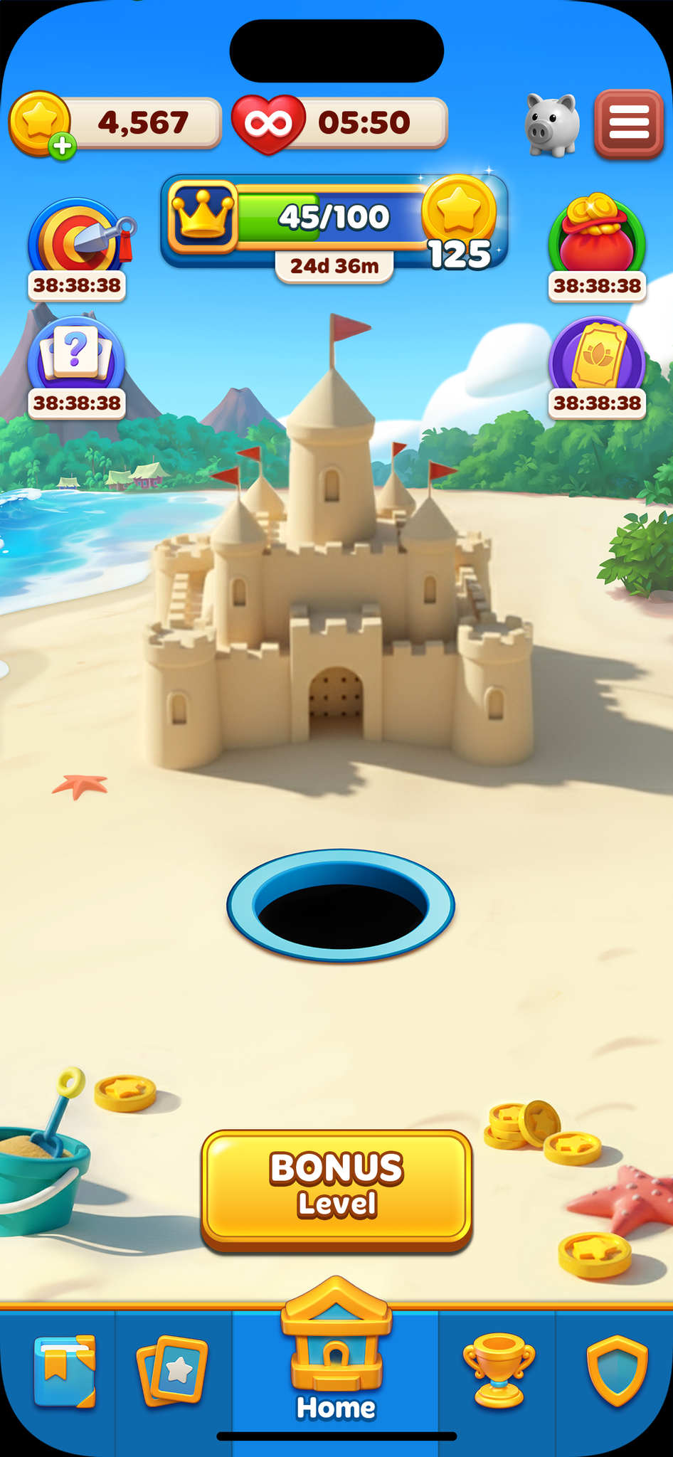Bonus level in Hole Stars - home screen.png